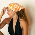 Bandana Handtuch - Mikrofaser - WOOSDANDWAVES - Kopfbedeckeung Sonnenschutz mit LSF - Sunset Waves - Kopftuch orange