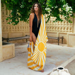 Mikrofaserhandtuch in gelb - schnelltrocknend - perfekt für Reisen - WOODSANDWAVES