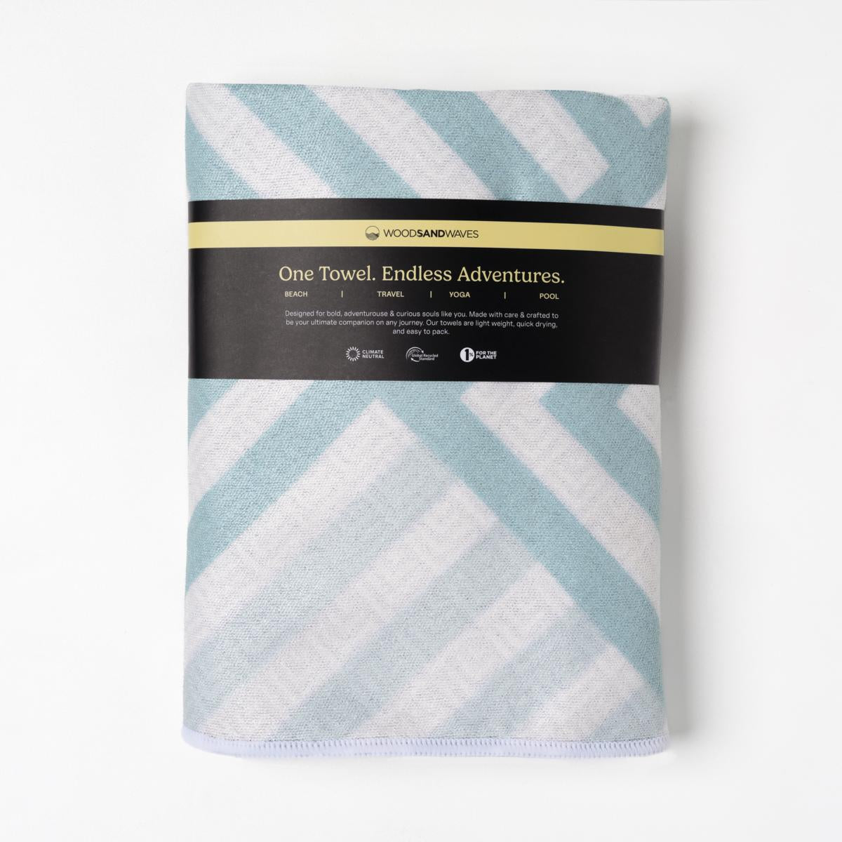 Mint Relaxation - Ultra-leichtes Outdoor-und Wanderhandtuch  - 80cm x 40cm - WOODSANDWAVES