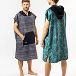 Surf-Poncho Energy Flow Green - für Frauen & Männer - aus schnelltrocknender und ultra-leichter Mikrofaser - WOODSANDWAVES