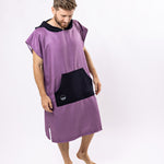 Surf-Poncho Clear Purple - für Frauen & Männer - aus schnelltrocknender und ultra-leichter Mikrofaser - WOODSANDWAVES