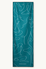 Zen Lines Teal – antypoślizgowy ręcznik do jogi z silikonowymi wypustkami