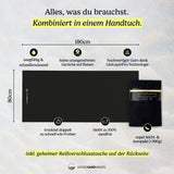 Clear Black- Sandabweisendes Strandtuch mit Geheimfach
