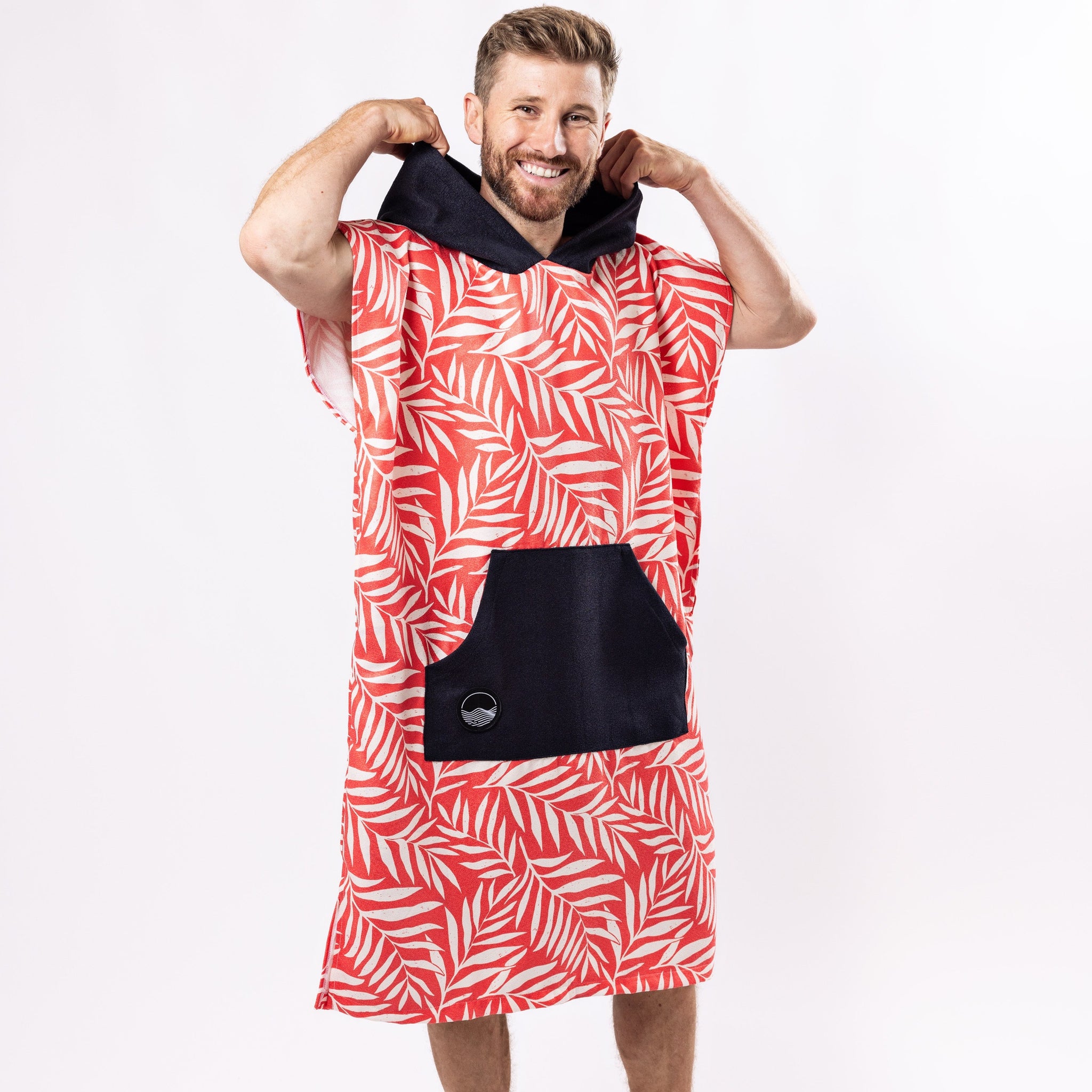 Surf-Poncho Palms in Paradise - für Frauen & Männer - aus schnelltrocknender und ultra-leichter Mikrofaser - WOODSANDWAVES