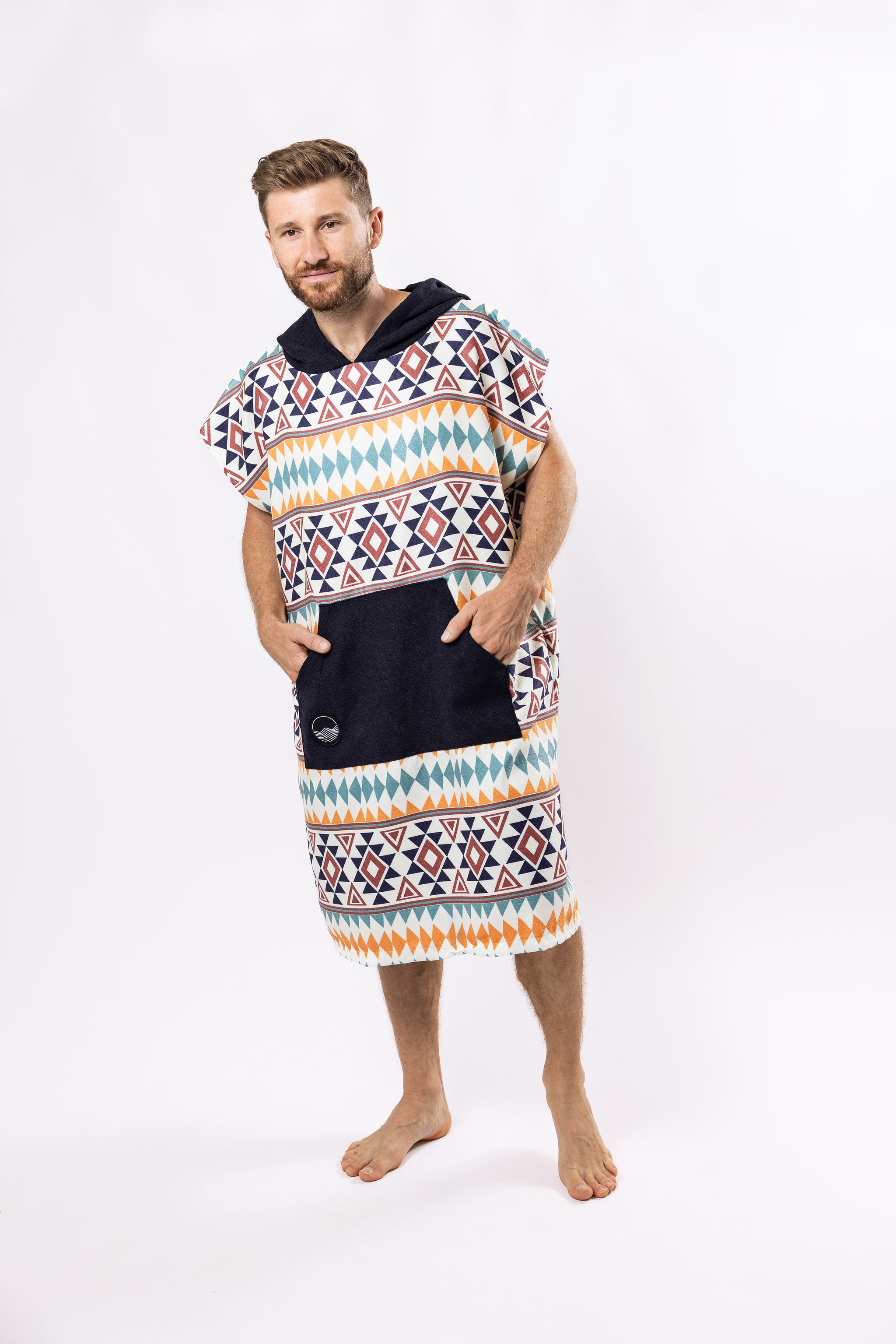 Surf-Poncho Warm Earth - für Frauen & Männer- aus schnelltrocknender und ultra-leichter Mikrofaser - WOODSANDWAVES