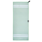 Stripes Green Matcha - Sporthandtuch mit Magnet & Zipper-Tasche - WOODSANDWAVES