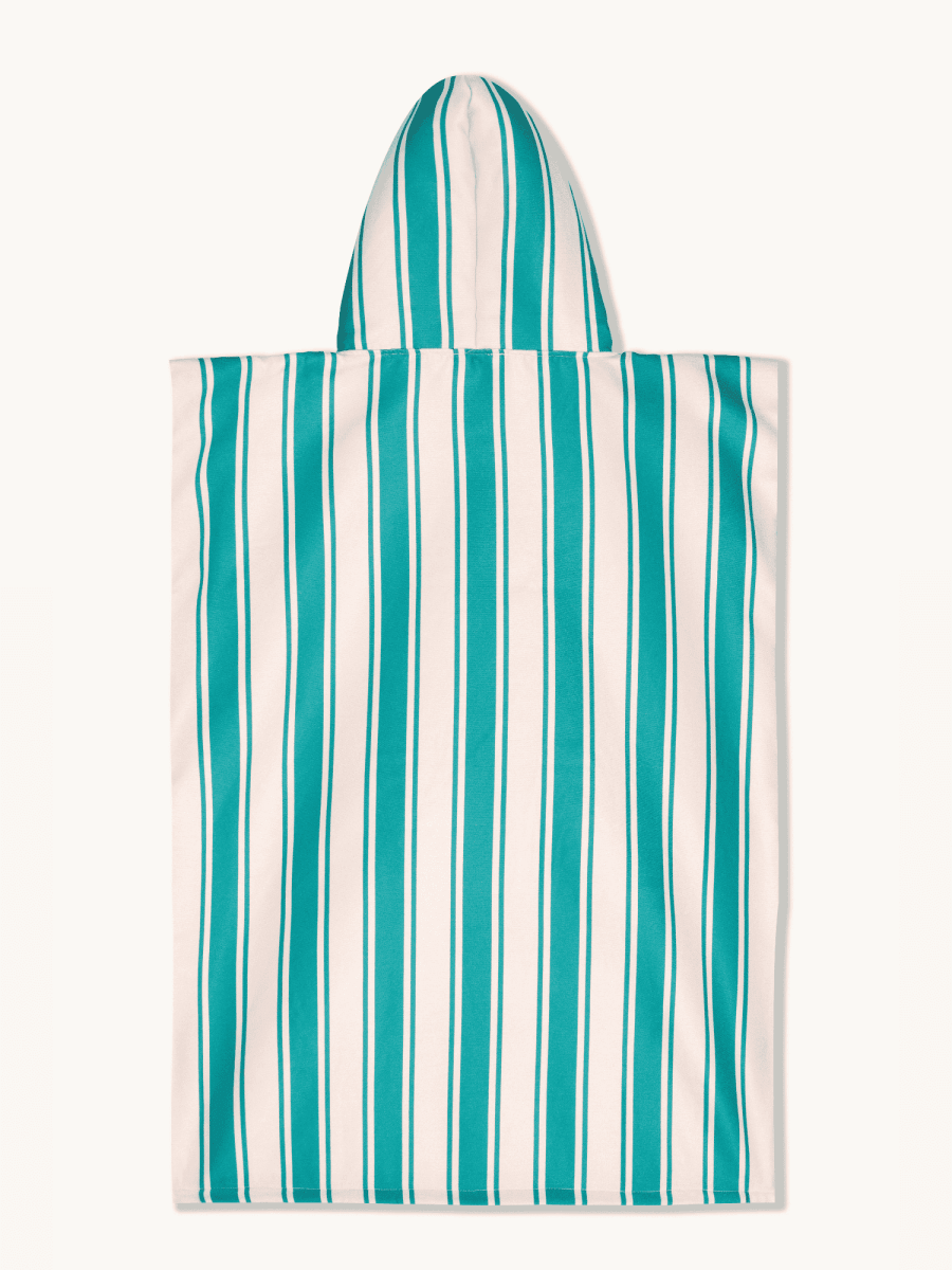 Badeponcho für Kinder (120cm - 150cm) - sanft zur Haut & extra schnell wieder trocken - aus Premium Mikrofaser - Ocean Cabana - (ca. 6 - 12 Jahre) - woodsandwaves.co