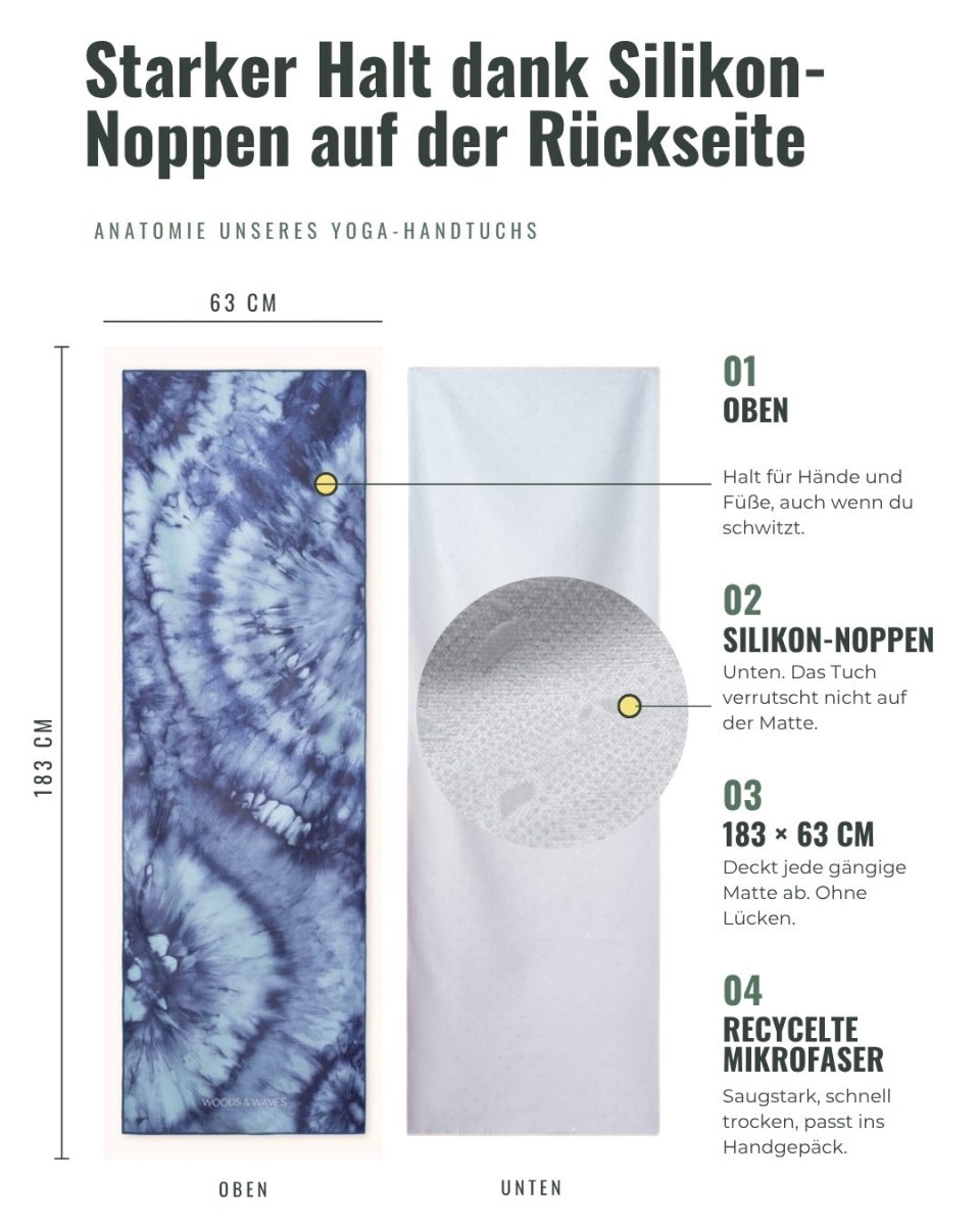Batik Balance - Rutschfestes Yoga-Handtuch mit Silikon-Noppen - woodsandwaves.co