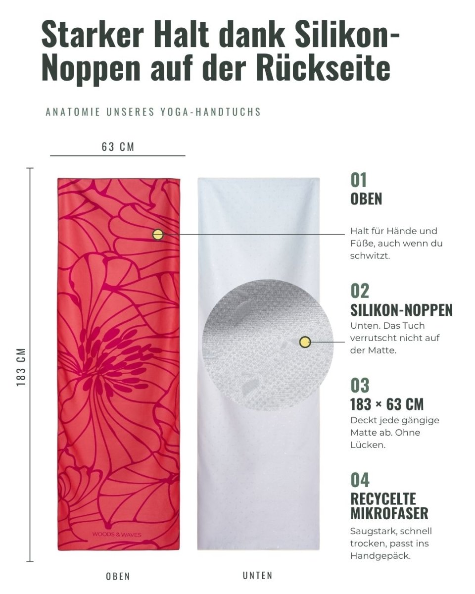 Euphoria - Rutschfestes Yoga-Handtuch mit Silikon-Noppen - woodsandwaves.co