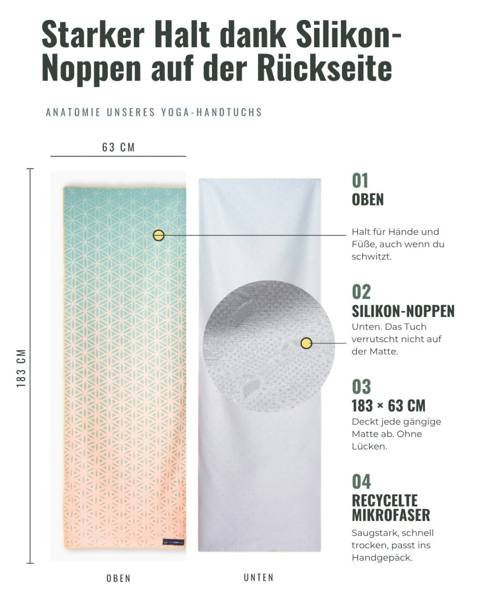 Flower of Life - Rutschfestes Yoga-Handtuch mit Silikon-Noppen - woodsandwaves.co