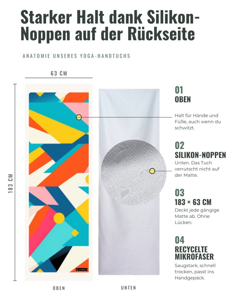Geometric Energy - Rutschfestes Yoga-Handtuch mit Silikon-Noppen - woodsandwaves.co