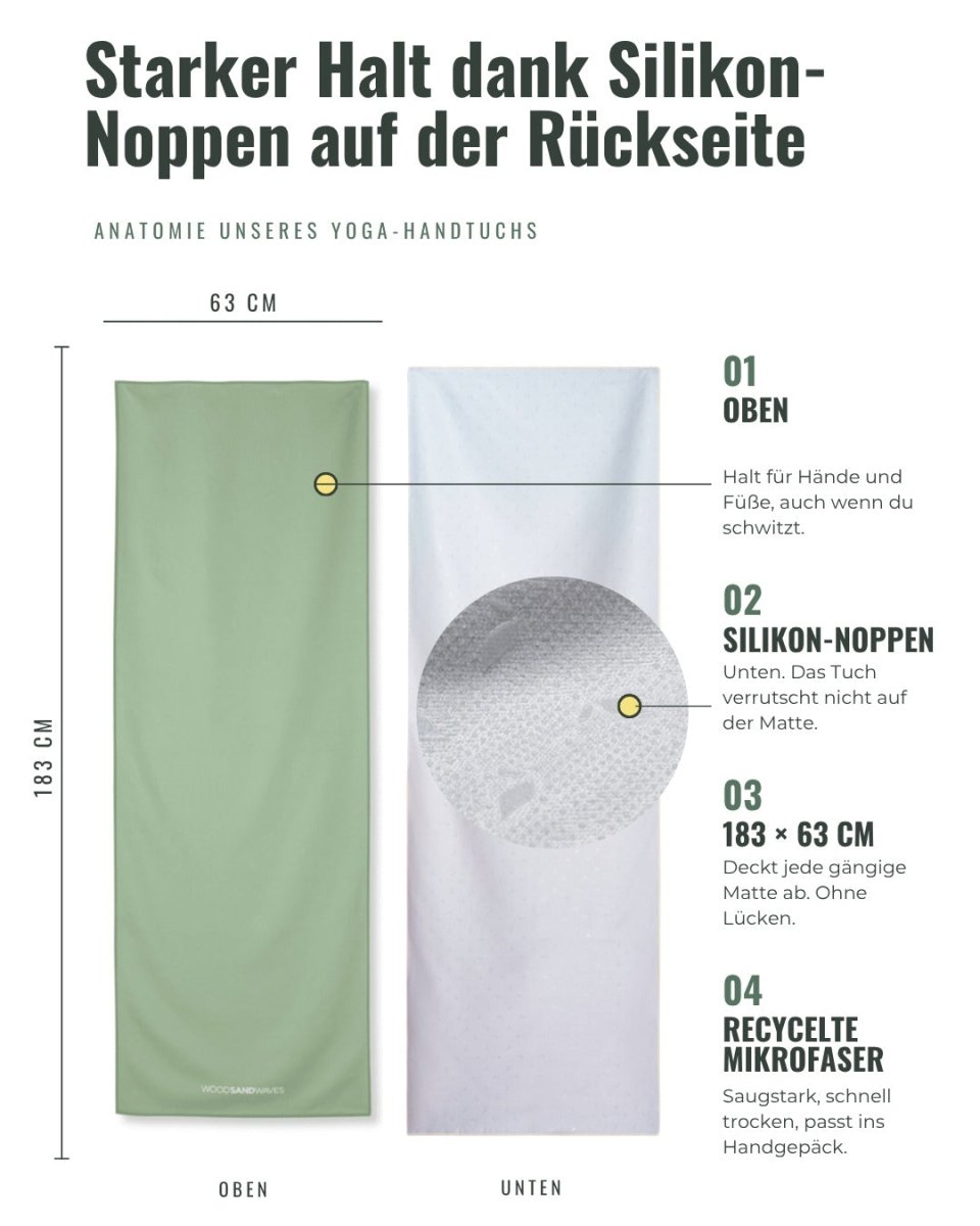 Green Matcha - Rutschfestes Yoga-Handtuch mit Silikon-Noppen - woodsandwaves.co
