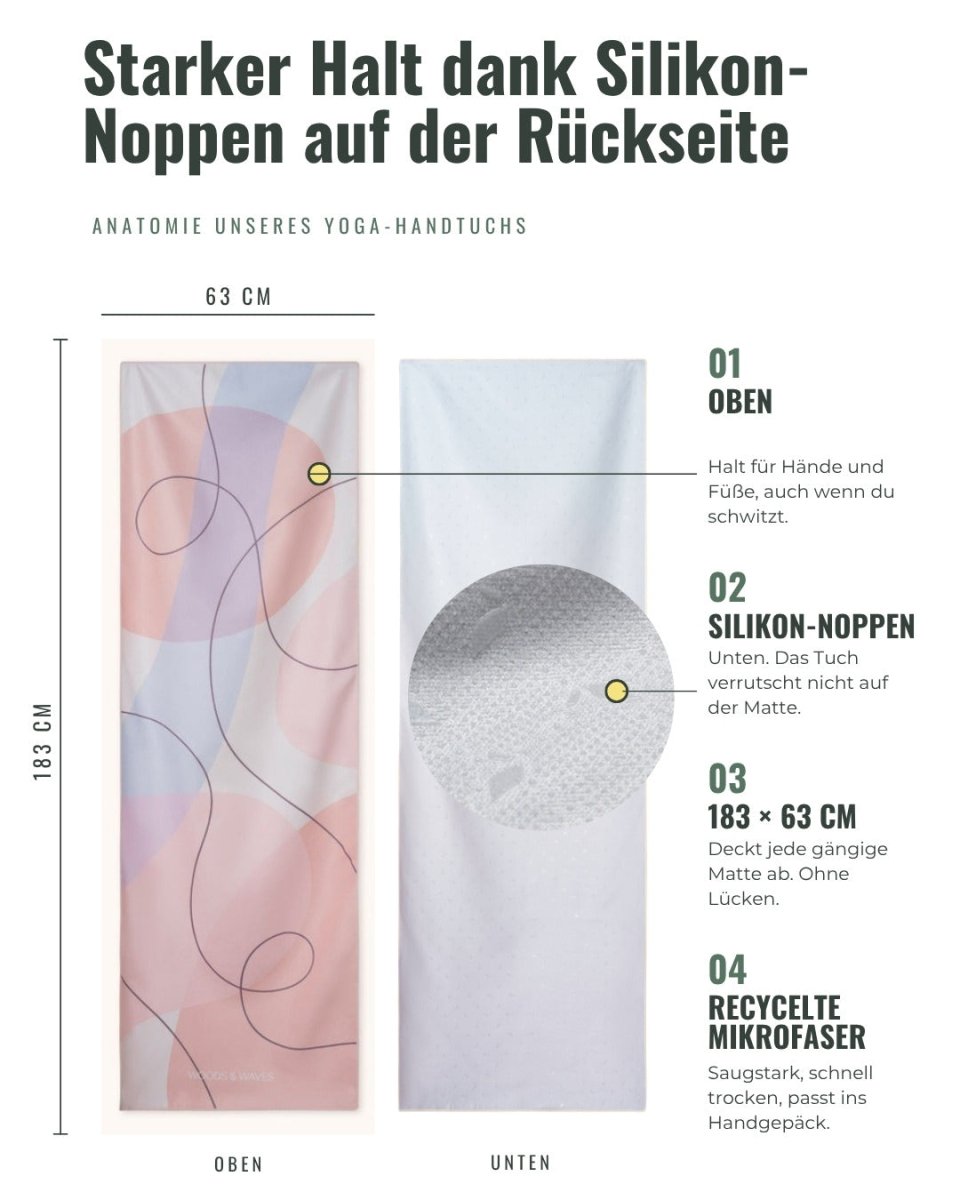 Patient Path - Rutschfestes Yoga-Handtuch mit Silikon-Noppen - woodsandwaves.co
