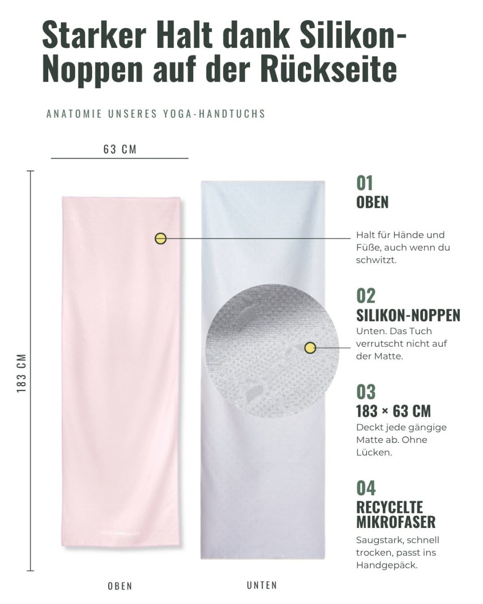 Pink Marshmallow - Rutschfestes Yoga-Handtuch mit Silikon-Noppen - woodsandwaves.co