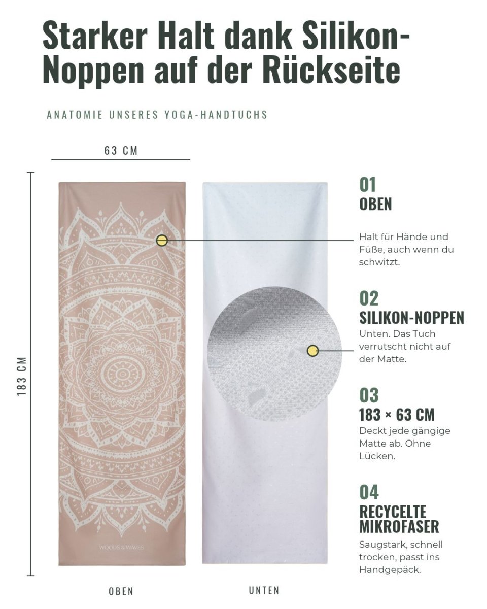 Serenity - Rutschfestes Yoga-Handtuch mit Silikon-Noppen - woodsandwaves.co