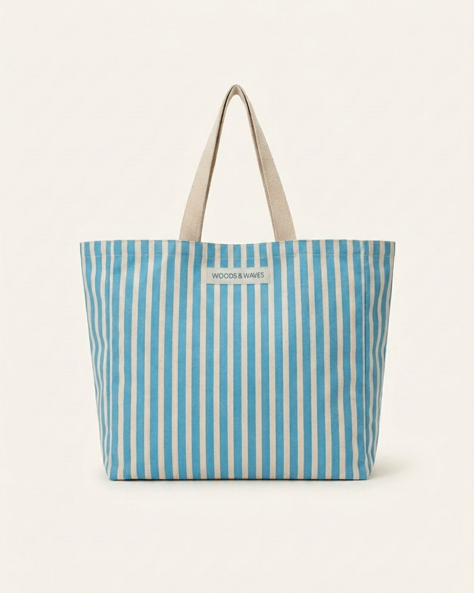 Strandtasche "Ocean Lines" - Premium Qualität - ultra robust & nachhaltig - woodsandwaves.co