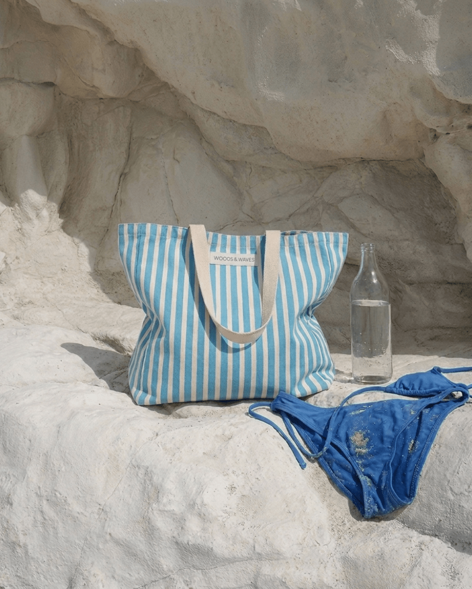 Strandtasche "Ocean Lines" - Premium Qualität - ultra robust & nachhaltig - woodsandwaves.co