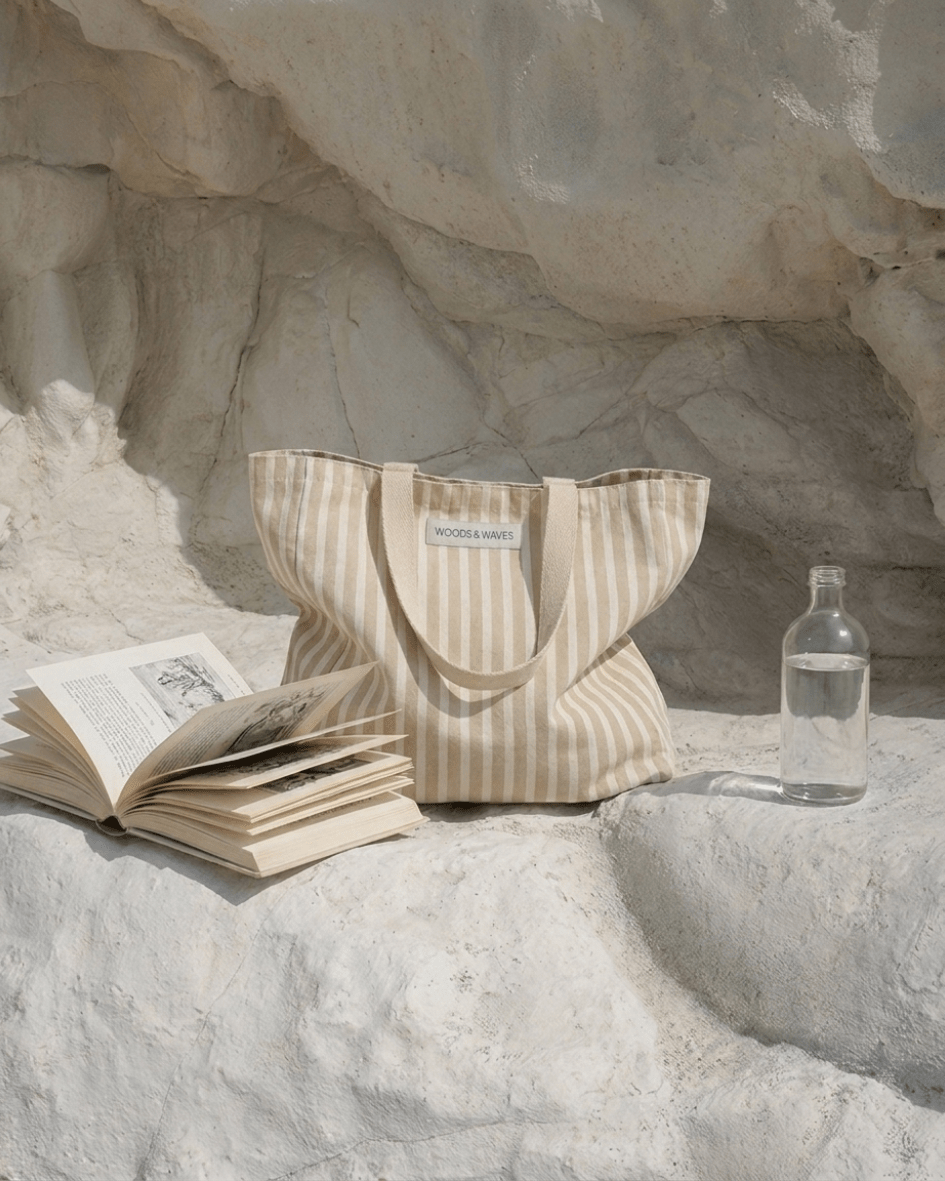 Strandtasche "Sand Lines" - Premium Qualität - ultra robust & nachhaltig - woodsandwaves.co