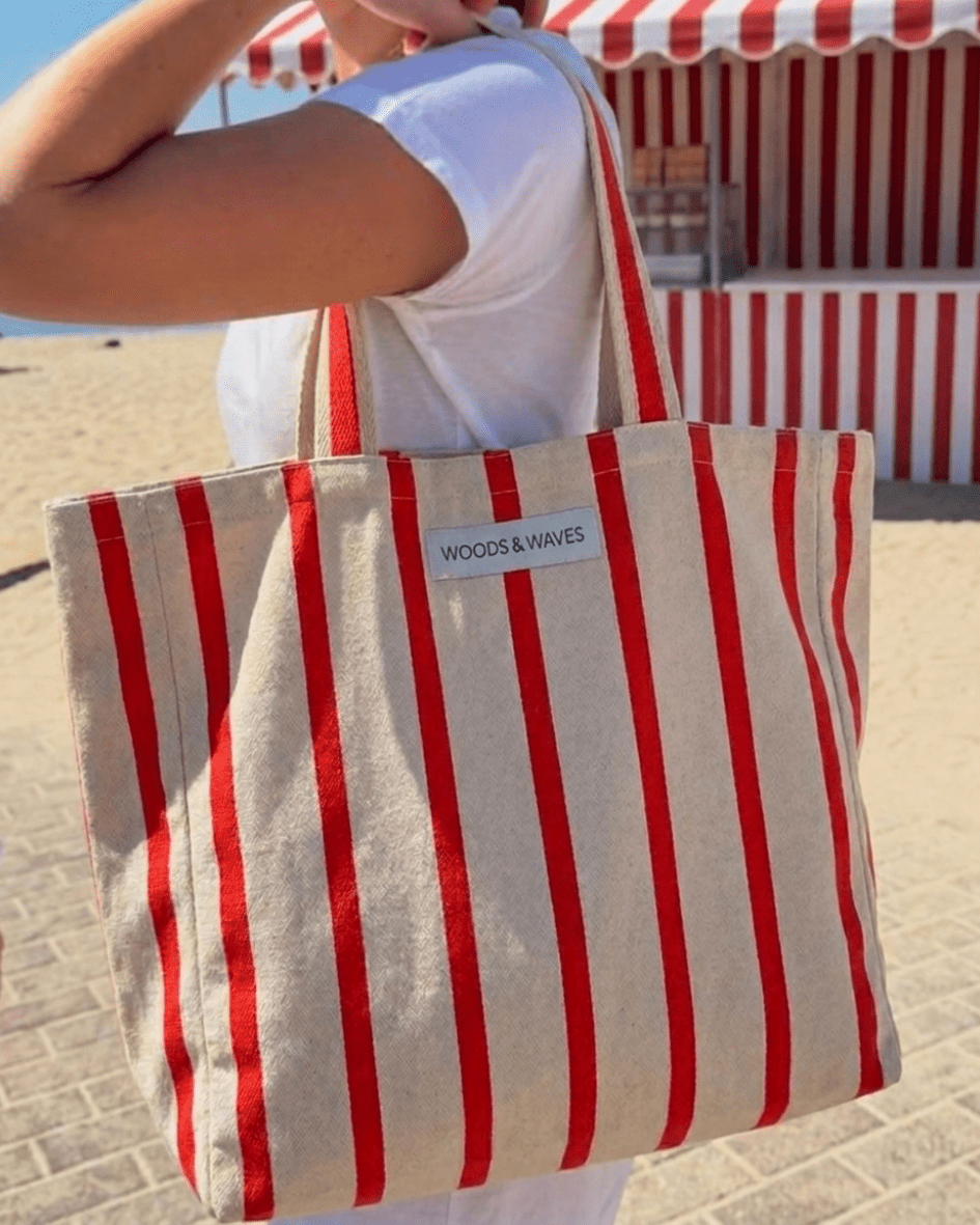 Strandtasche "Sunset Stripes" - Premium Qualität - ultra robust & nachhaltig - woodsandwaves.co