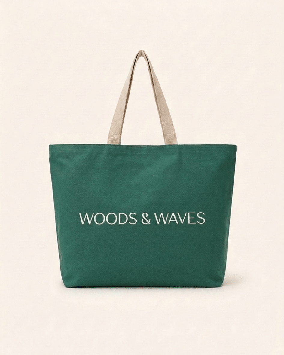 Strandtasche "Woods & Waves" - Premium Qualität - ultra robust & nachhaltig - woodsandwaves.co