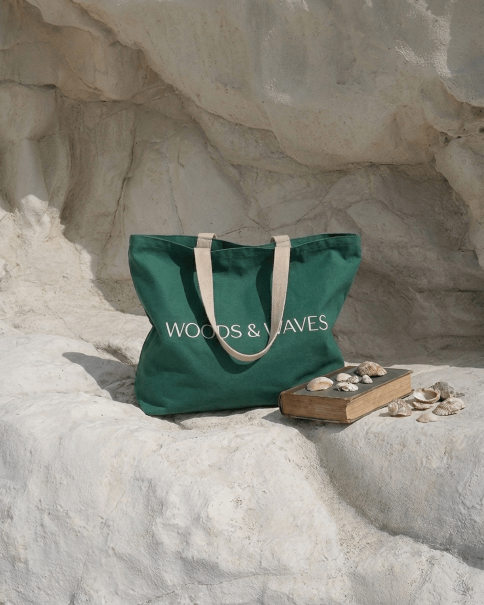 Strandtasche "Woods & Waves" - Premium Qualität - ultra robust & nachhaltig - woodsandwaves.co