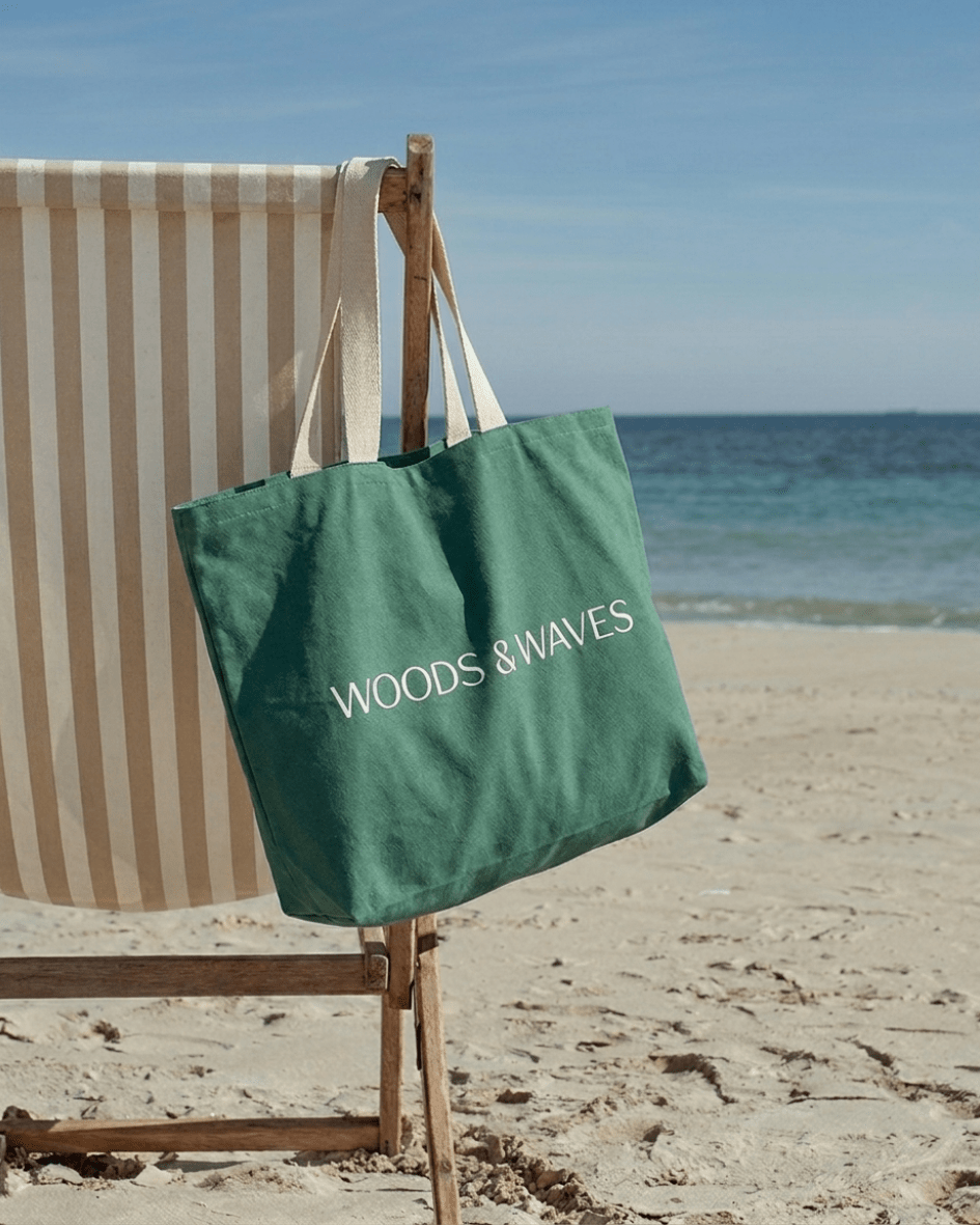 Strandtasche "Woods & Waves" - Premium Qualität - ultra robust & nachhaltig - woodsandwaves.co