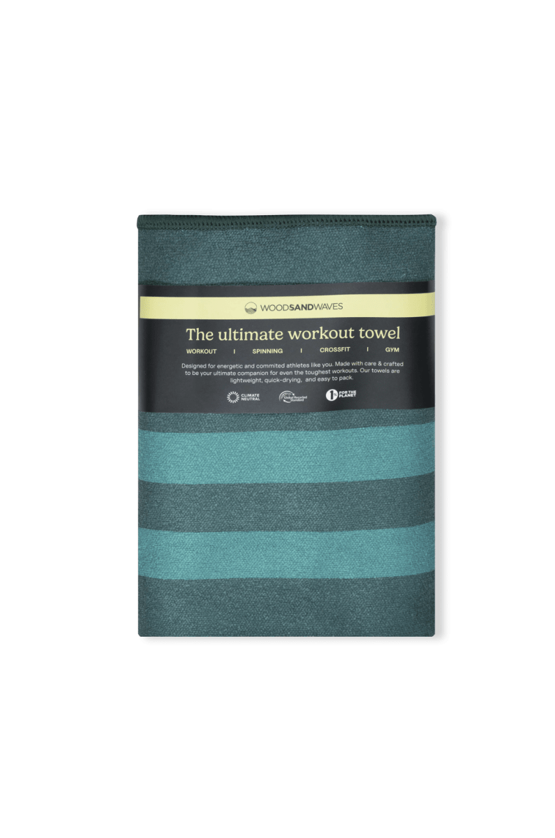 Stripes Teal - Sporthandtuch mit Magnet & Zipper - Tasche - woodsandwaves.co