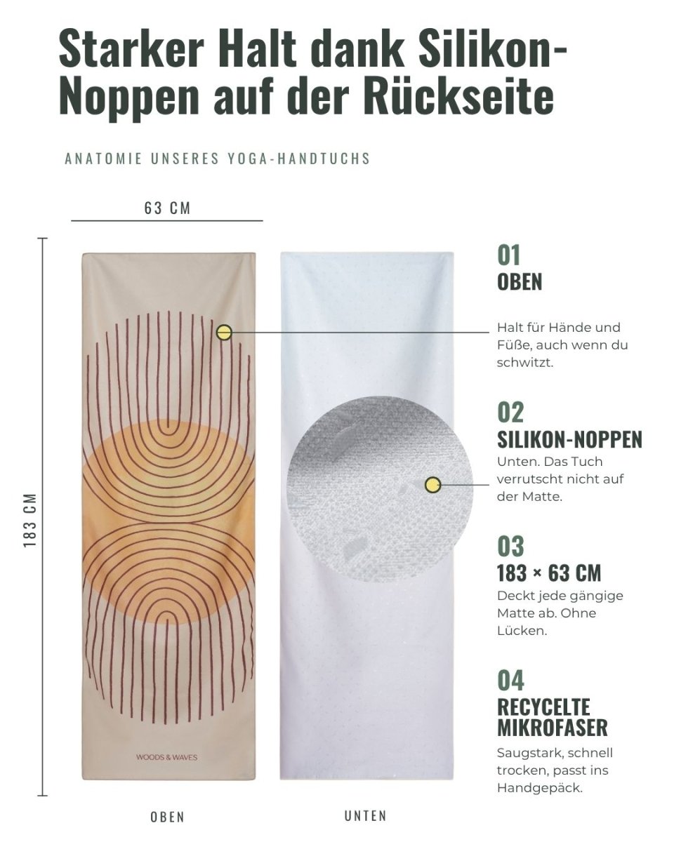 Surya - Rutschfestes Yoga-Handtuch mit Silikon-Noppen - woodsandwaves.co