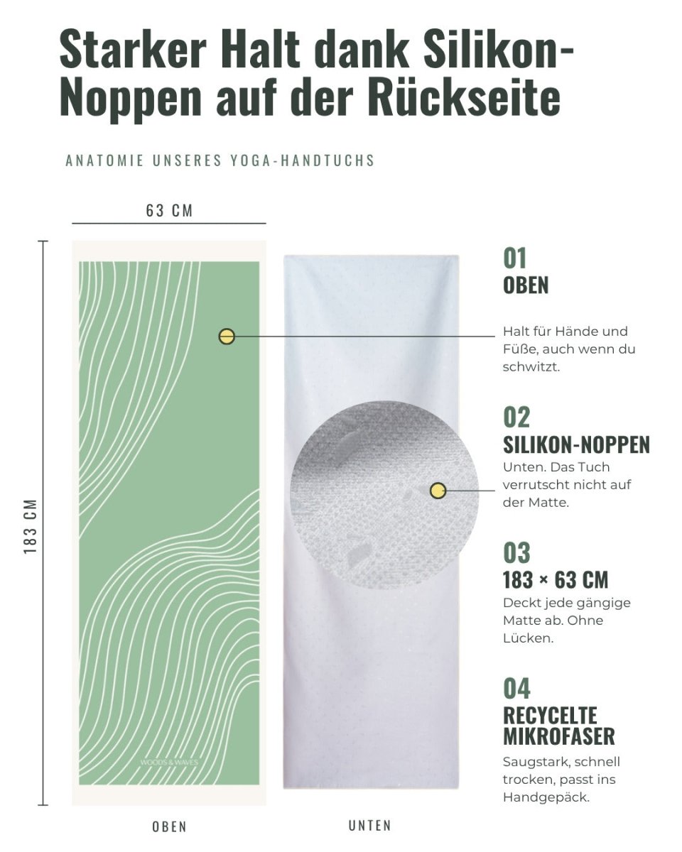 Waves of Zen - Rutschfestes Yoga-Handtuch mit Silikon-Noppen - woodsandwaves.co