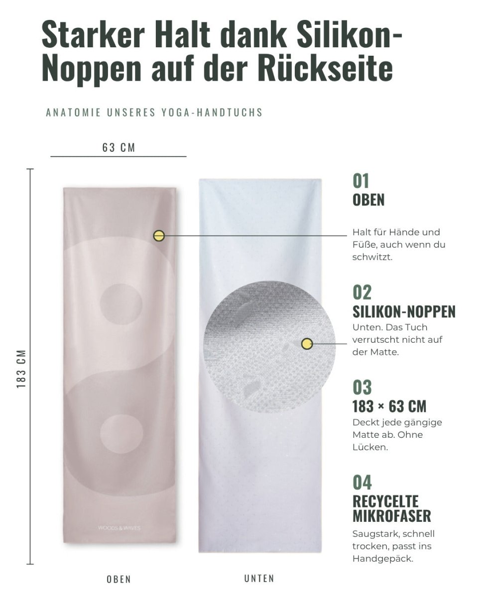Yin & Yang - Rutschfestes Yoga-Handtuch mit Silikon-Noppen - woodsandwaves.co