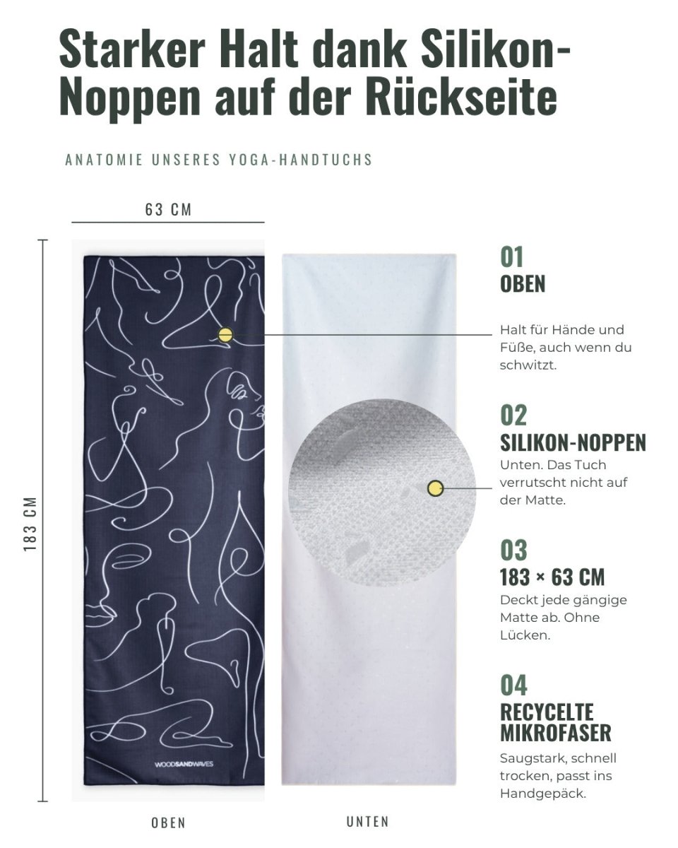 Zen Lines - Rutschfestes Yoga-Handtuch mit Silikon-Noppen - woodsandwaves.co